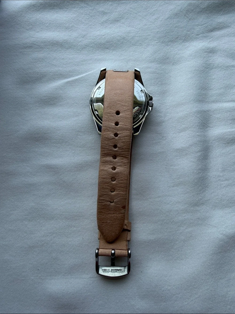 Fossil Women's Rose-Beige Leather Strap Crystal Bezel Watch